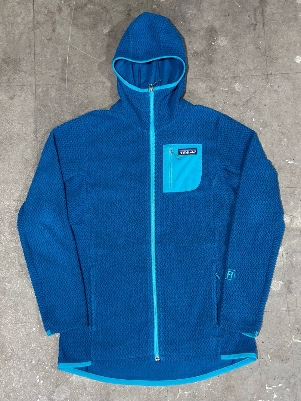 Patagonia R1 Air Hoody Womens Medium Blue Full Zip Fleece Jacket Hiking 40260
